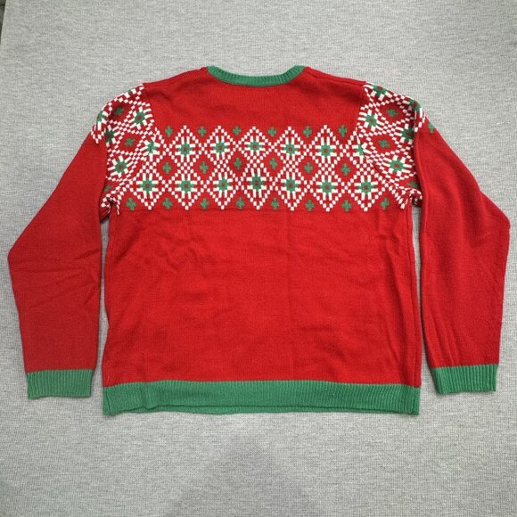 Festive Cow Holiday Christmas Sweater Size 2XL Red Blue Ugly Xmas Knit Pullover - Picture 5 of 15